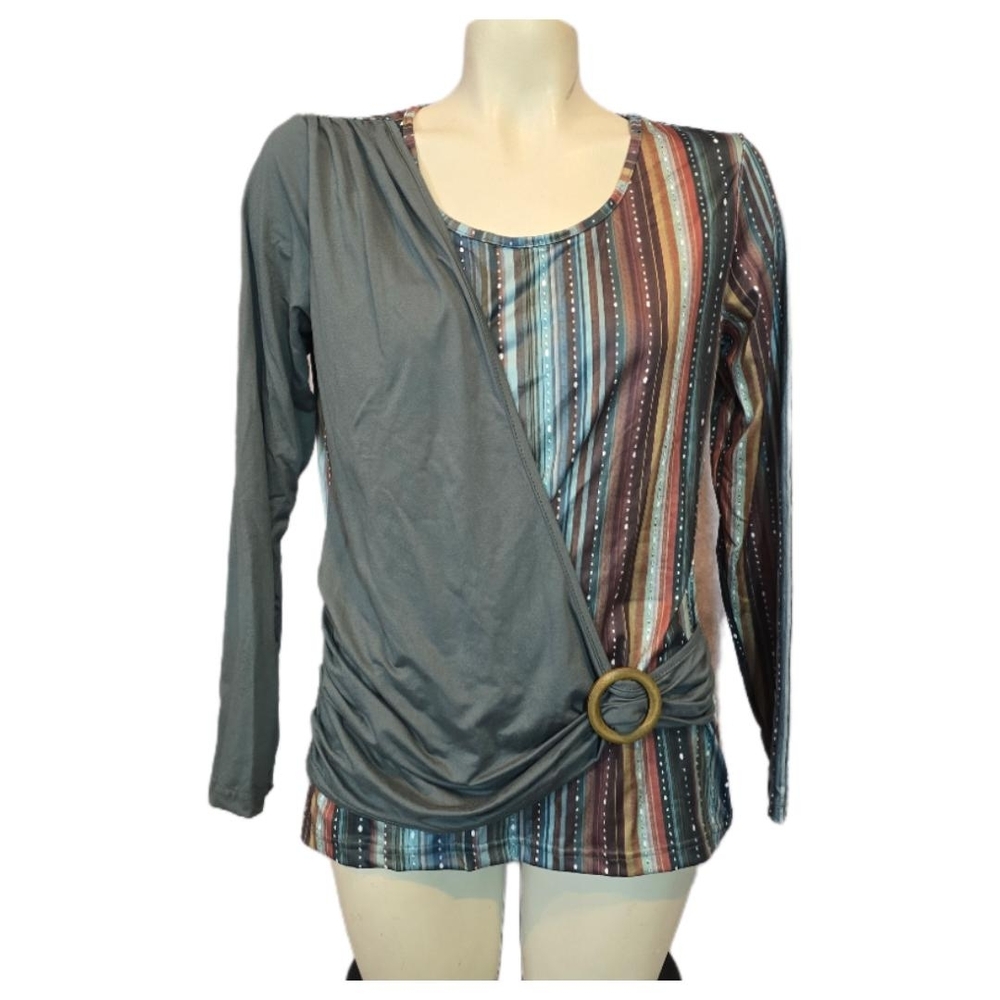 Striped Multicolor Long Sleeve‎ Women's Top Size Medium